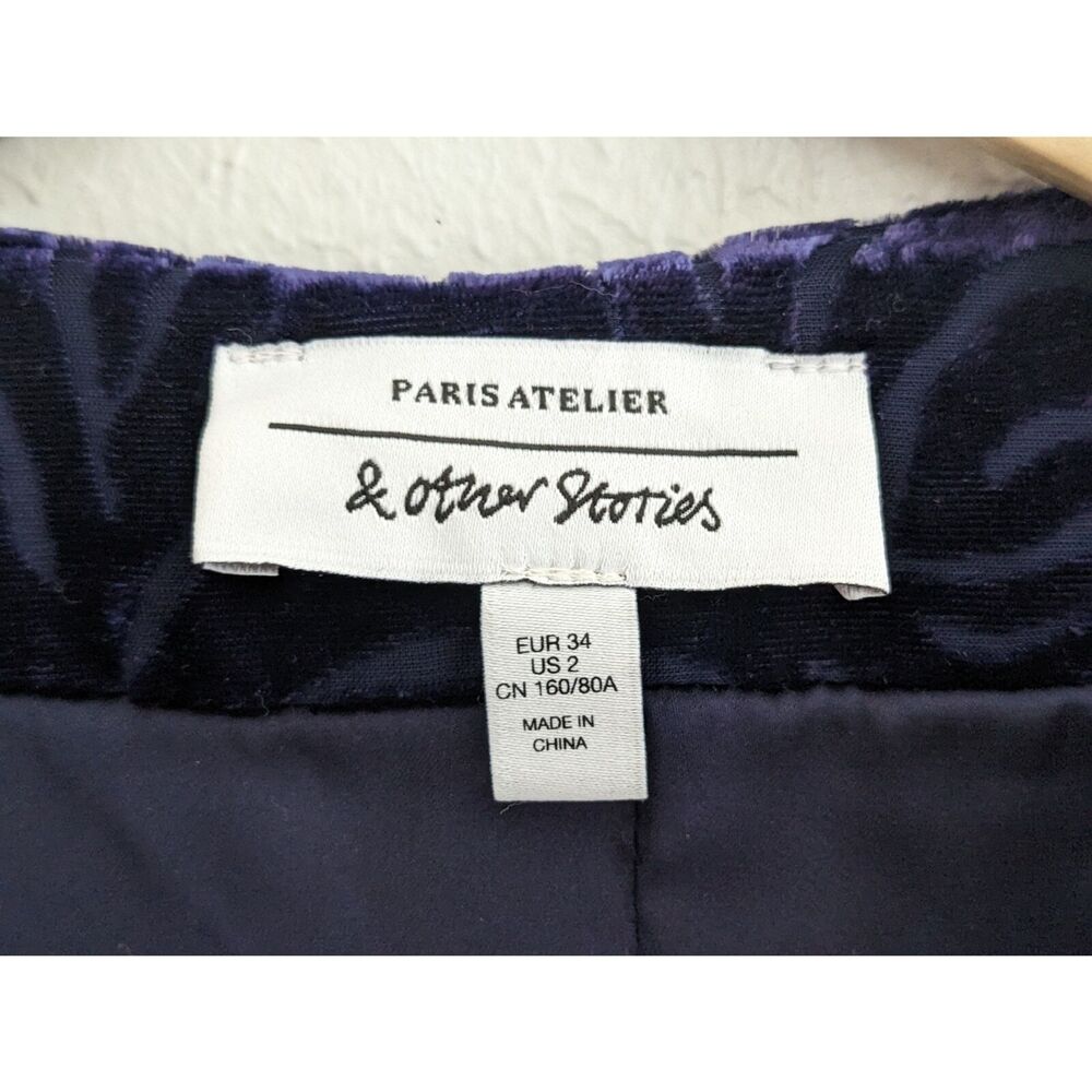 & Other Stories Purple Velvet Wrap Dress XS Mini Cocktail Party Berry Jewel Tone - Picture 5 of 7